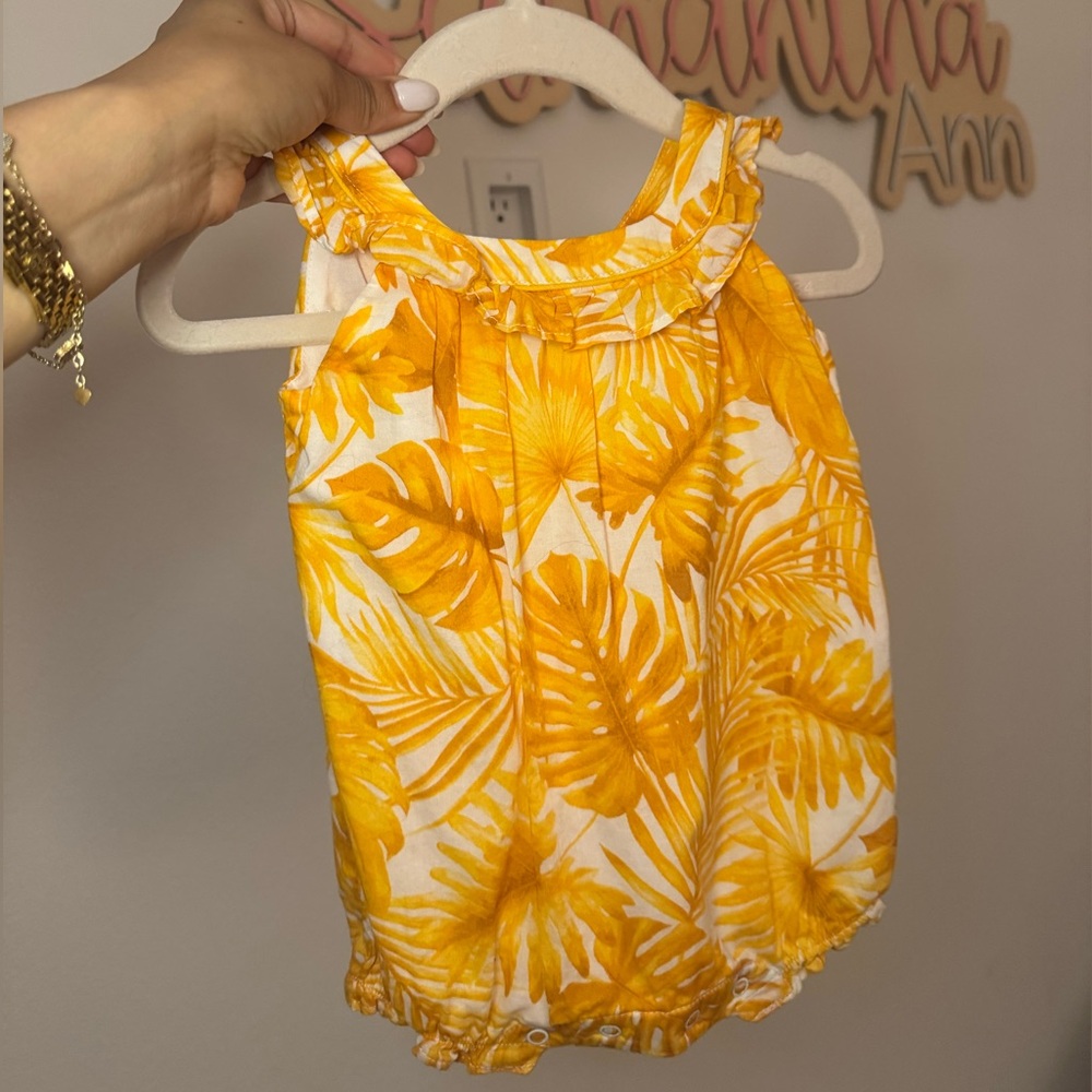 Janie and Jack Yellow Leaf Print Kids Blouse